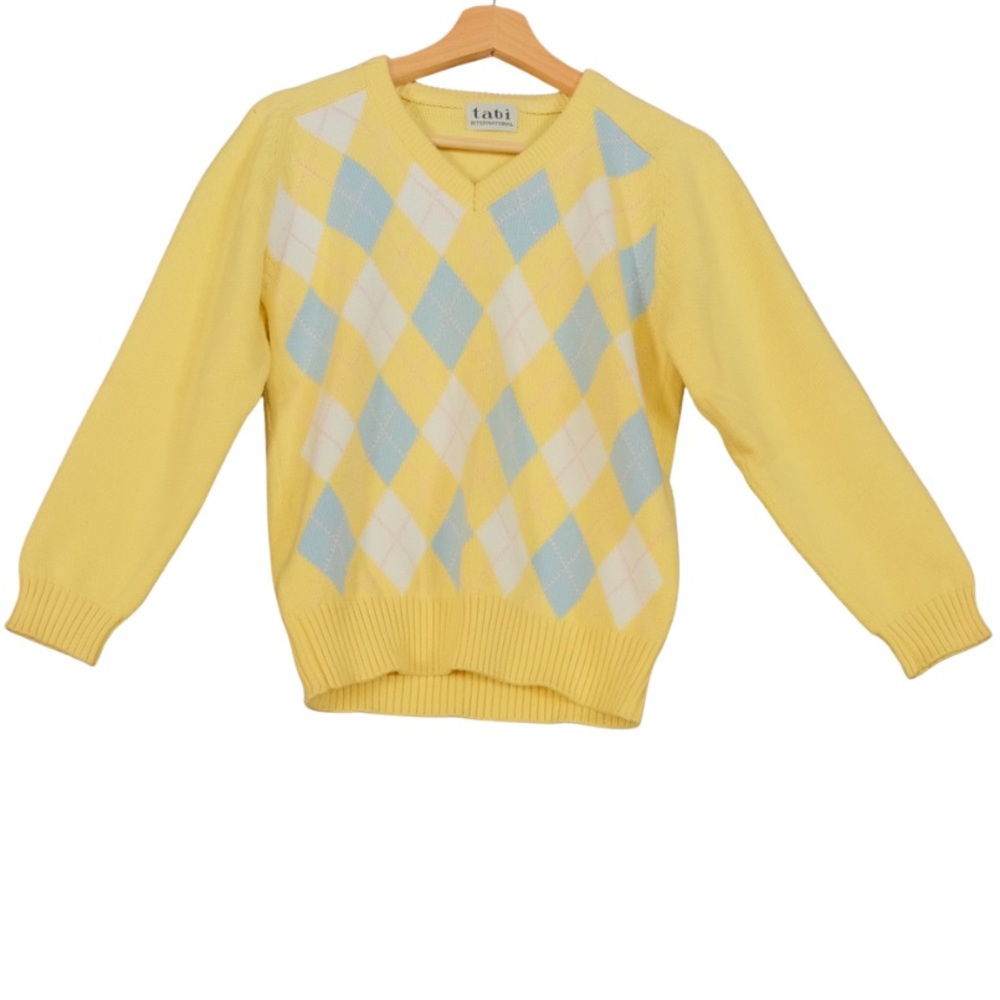 Yellow, Pink and Blue Argyle Sweater